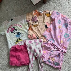 Disney Minnie Mouse Kids Pajama Set - Pink and White